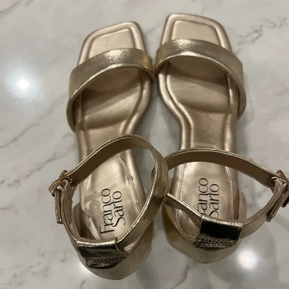 Franco Sarto Metallic Gold Heeled Sandals - Picture 5 of 9